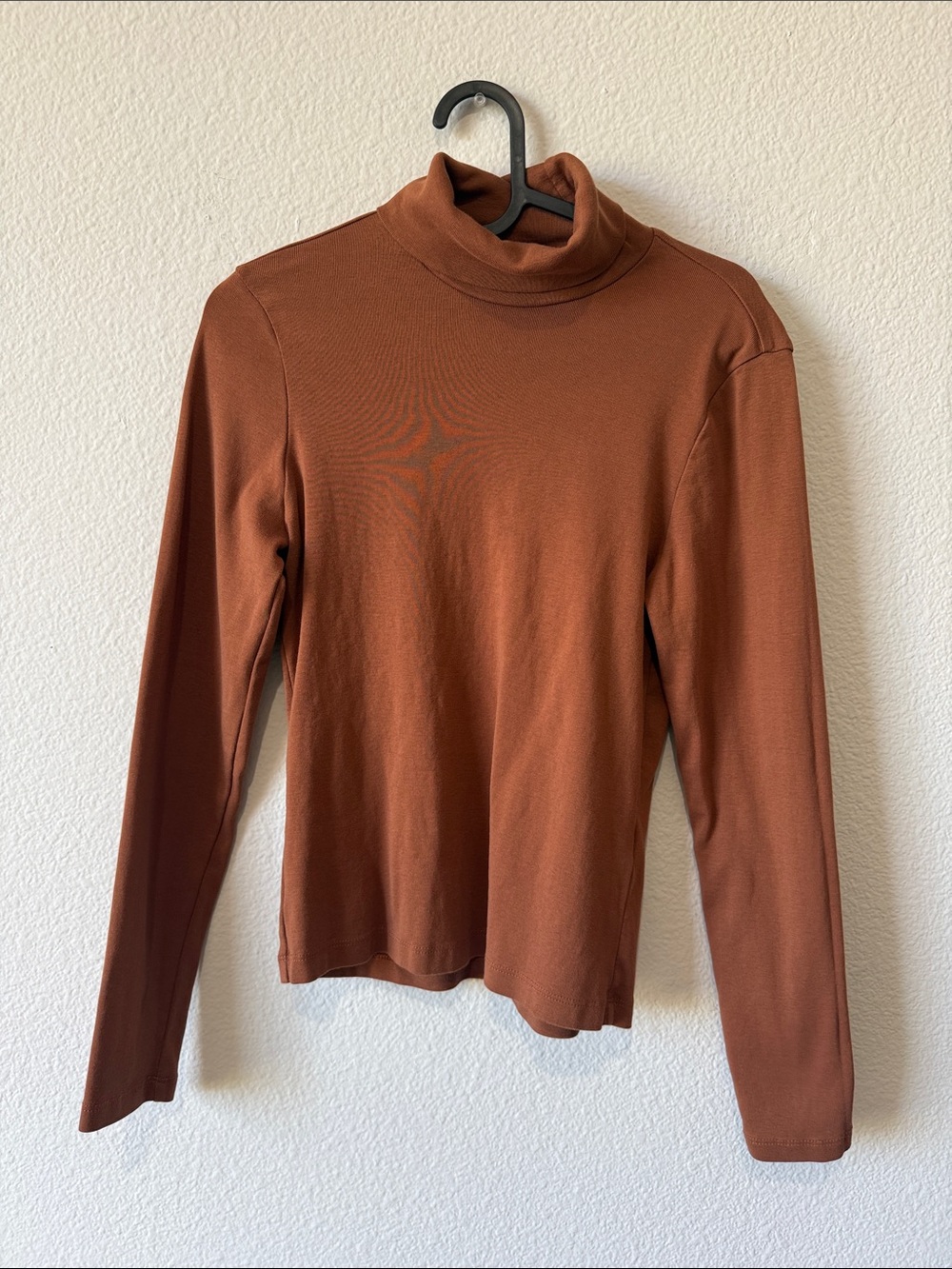 KOTN Rust Brown Cotton Turtleneck Long-Sleeve Top | L